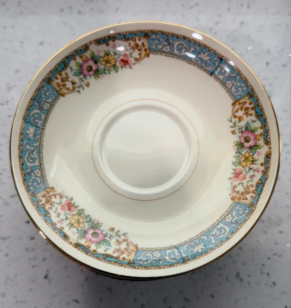 Homer Laughlin Blue Dawn Saucers - Floral Nautilus Set of 12
